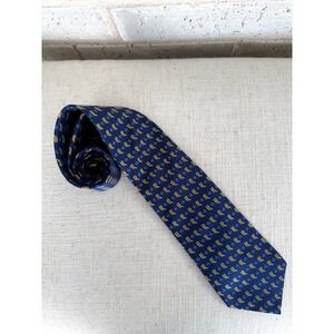 Collared Greens Romney Victory Tie Mens Navy Yellow Silk Made in USA Exclusive